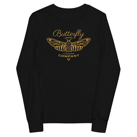 [ID: 511-G240] Blue Butterfly - Minimal Youth Long Sleeve Tee
