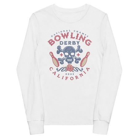 [ID: 511-G276] Bowling Derby Champs - Grunge Skull Youth Long Sleeve Tee