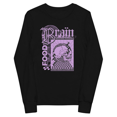 [ID: 511-G280] Brain Food - Y2K Skull Streetwear Youth Long Sleeve Tee