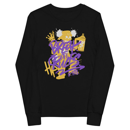 [ID: 511-G282] Break the Rules Graffiti - Spray Paint Youth Long Sleeve Tee