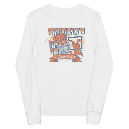 [ID: 511-G290] Brooklyn Basketball Team - Athletic Sports Youth Long Sleeve Tee