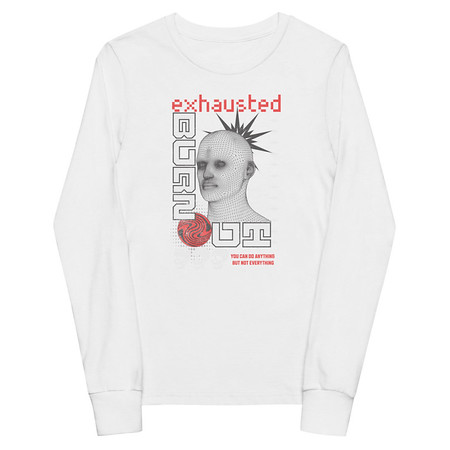 [ID: 511-G298] Burn Out - Futuristic 3D Head Youth Long Sleeve Tee