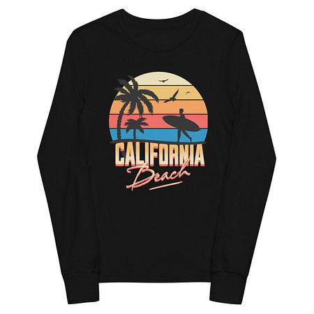 [ID: 511-G312] California Beach - Retro Surf Youth Long Sleeve Tee