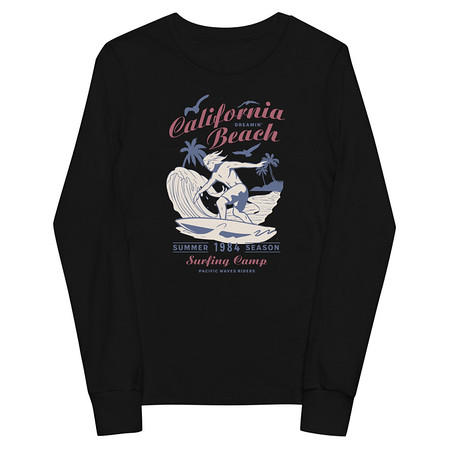 [ID: 511-G313] California Beach Surfing Youth Long Sleeve Tee