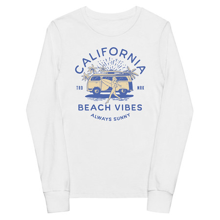 [ID: 511-G314] California Beach Vibes - Retro Camper Van Youth Long Sleeve Tee