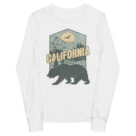 [ID: 511-G315] California Bear - Outdoors Wilderness Camping Hiking Youth Long Sleeve Tee