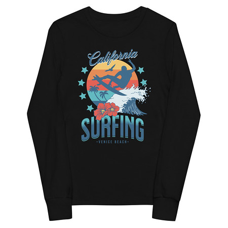 [ID: 511-G318] California Surfing - Palm Beach Youth Long Sleeve Tee