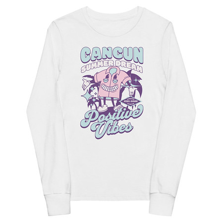 [ID: 511-G330] Cancun Positive Vibes Youth Long Sleeve Tee