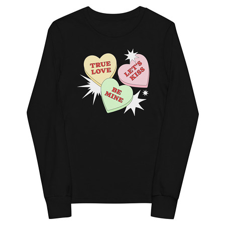 [ID: 511-G331] Candy Hearts - Valentine's Day Youth Long Sleeve Tee