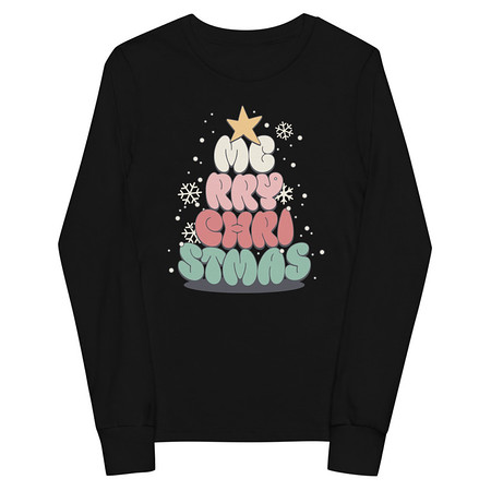 [ID: 511-G334] Cartoony Christmas Tree Youth Long Sleeve Tee
