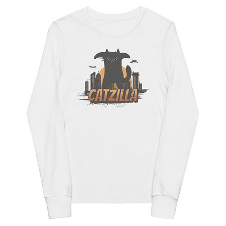 [ID: 511-G350] Catzilla - Funny Comic Animal Youth Long Sleeve Tee