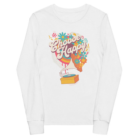 [ID: 511-G370] Choose Happy - Retro Music Youth Long Sleeve Tee