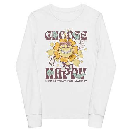 [ID: 511-G371] Choose Happy Youth Long Sleeve Tee