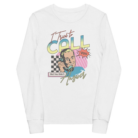 [ID: 511-G383] Classic Retro Illustrative Portrait Men Calling Youth Long Sleeve Tee