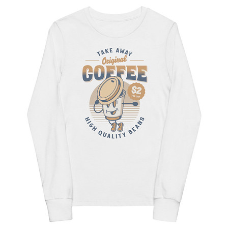 [ID: 511-G398] Coffee Cup - Comics Mascot Youth Long Sleeve Tee
