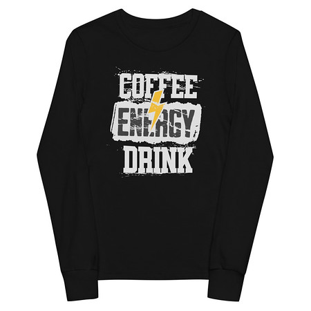 [ID: 511-G400] Coffee Energy Drink - Grunge Bolt Youth Long Sleeve Tee