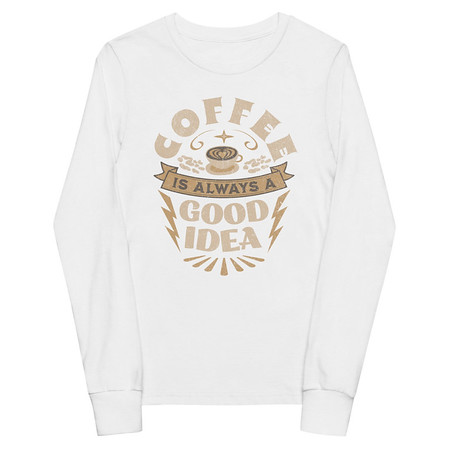 [ID: 511-G401] Coffee is always a good idea - Lightning Bolt Youth Long Sleeve Tee
