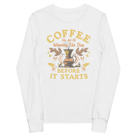 [ID: 511-G405] Coffee, The art of Winning The Day Youth Long Sleeve Tee