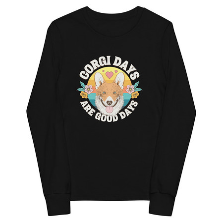 [ID: 511-G420] Corgi Days - Funny Animal Youth Long Sleeve Tee