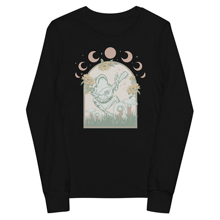 [ID: 511-G426] Cottagecore Frog Botanical Youth Long Sleeve Tee