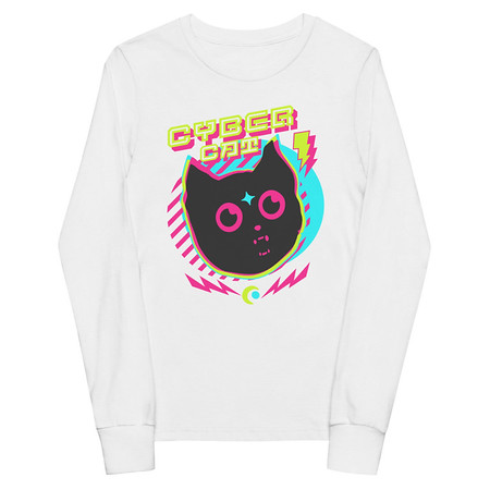 [ID: 511-G456] Cyber Cat - Neon Color Youth Long Sleeve Tee