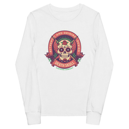 [ID: 511-G481] Death Skull - Badge  Youth Long Sleeve Tee