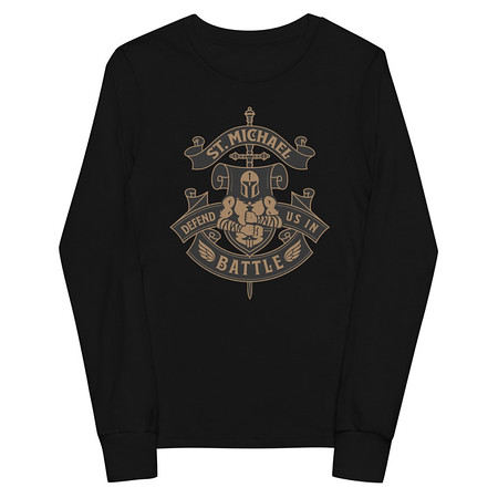 [ID: 511-G484] Defend us in battle - Knight with sword Youth Long Sleeve Tee