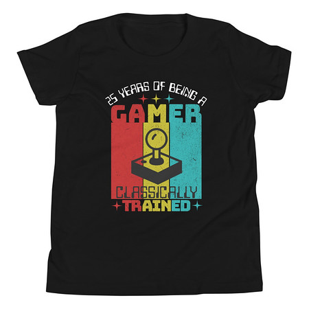 [ID: 307-G5] 25 Years of Being A Gamer Youth Staple Tee