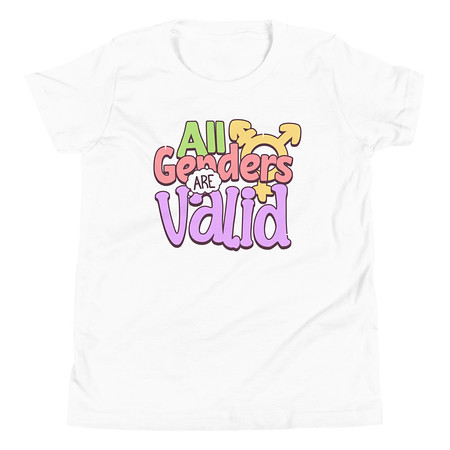 [ID: 307-G45] All Genders are Valid Youth Staple Tee