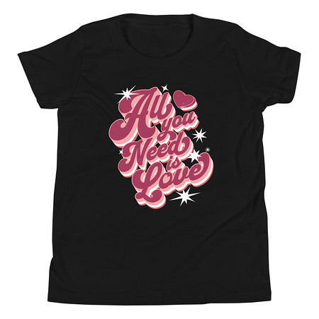 [ID: 307-G50] All You Need is Love - Retro Valentines Day Youth Staple Tee
