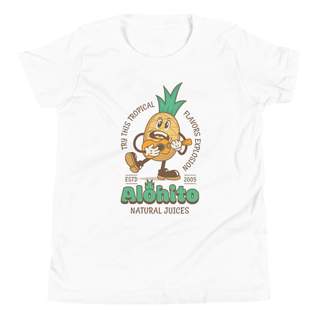 [ID: 307-G54] Alohito Natural Juices - Pineapple Mascot Youth Staple Tee