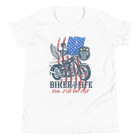[ID: 307-G65] American Biker for Life Youth Staple Tee