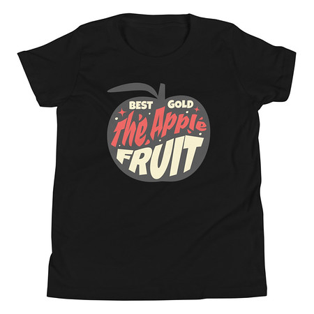 [ID: 307-G97] Apple Fruit - Typographic Lettering Youth Staple Tee