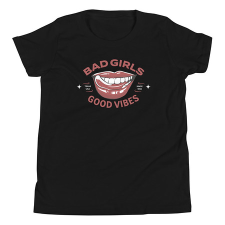 [ID: 307-G126] Bad Girls Good Vibes - Sexy Lips Youth Staple Tee