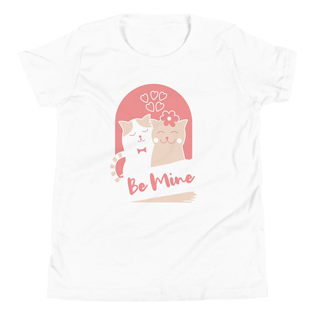 [ID: 307-G157] Be Mine - Cute Cat Couple Youth Staple Tee