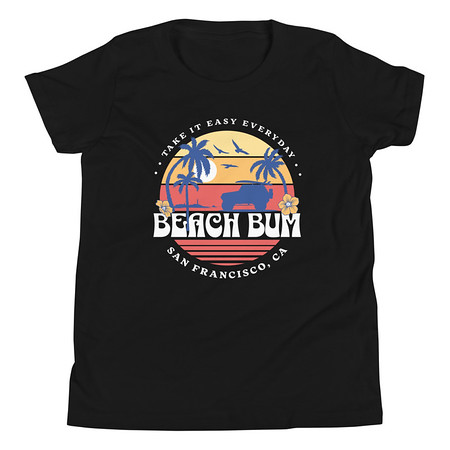 [ID: 307-G164] Beach Bum - Sunset Surfing Youth Staple Tee