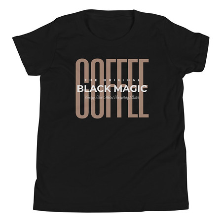 [ID: 307-G226] Black Magic - Minimal Modern Coffee Quote Youth Staple Tee