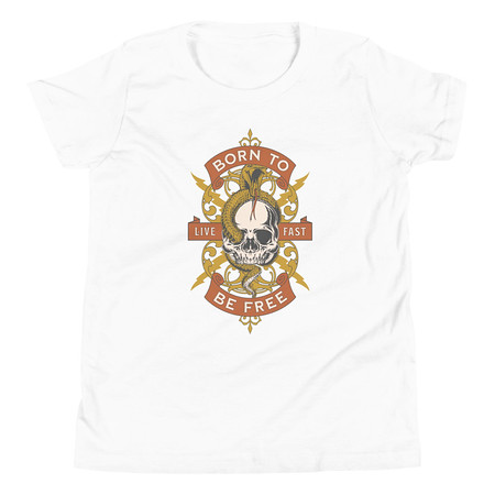 [ID: 307-G259] Born To Be Free - Skull Youth Staple Tee