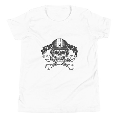 [ID: 307-G268] Born to Ride - Biker Club Skull  Youth Staple Tee