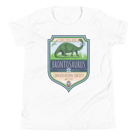 [ID: 307-G288] Brontosaurus Conservation Society Youth Staple Tee