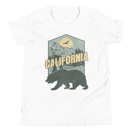 [ID: 307-G315] California Bear - Outdoors Wilderness Camping Hiking Youth Staple Tee