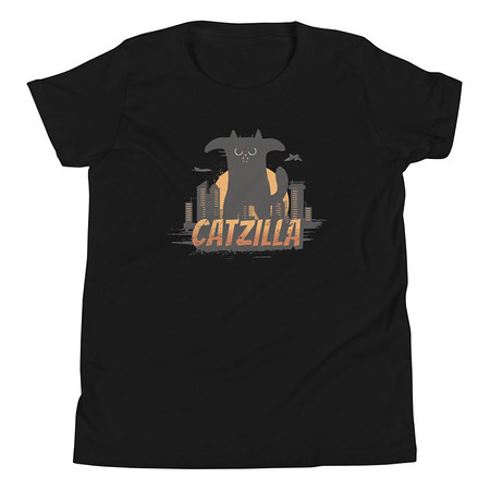 [ID: 307-G350] Catzilla - Funny Comic Animal Youth Staple Tee