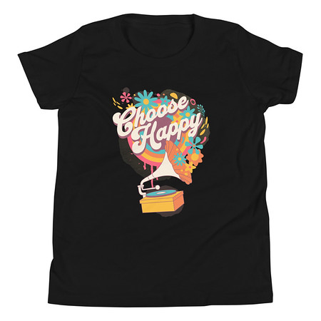 [ID: 307-G370] Choose Happy - Retro Music Youth Staple Tee