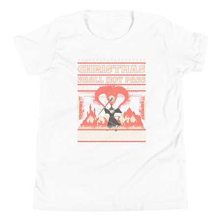 [ID: 307-G375] Christmas Shall Not Pass - Flaming Wizard Youth Staple Tee