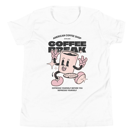 [ID: 307-G395] Coffee Break Mascot Youth Staple Tee