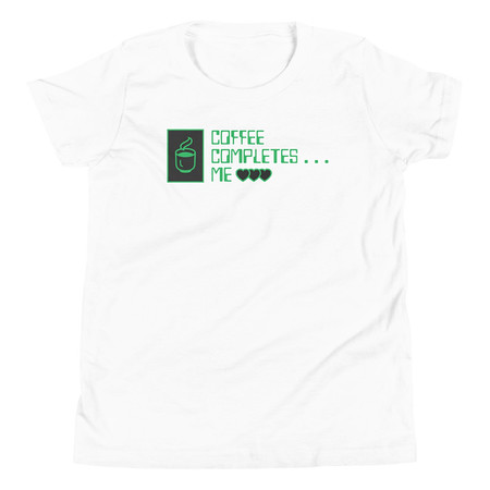 [ID: 307-G397] Coffee Completes Me - Neon Heart Youth Staple Tee