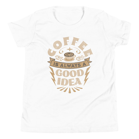 [ID: 307-G401] Coffee is always a good idea - Lightning Bolt Youth Staple Tee