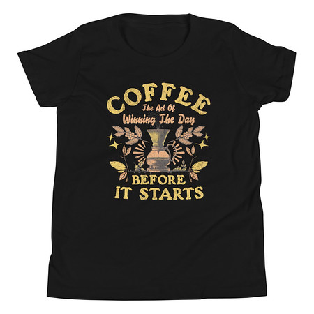 [ID: 307-G405] Coffee, The art of Winning The Day Youth Staple Tee