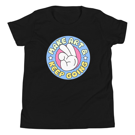 [ID: 307-G408] Colorful Fun Retro Style Badge Youth Staple Tee
