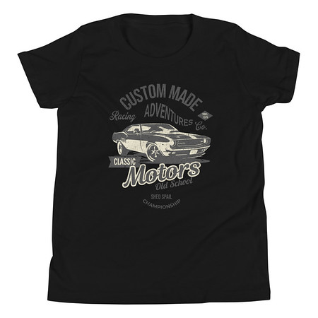 [ID: 307-G444] Custom Made Adventures Motors Old School Youth Staple Tee